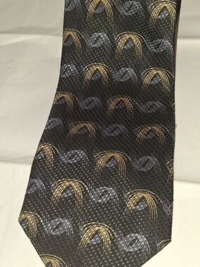Louis Roth Silk Abstract Tie in Black & Gold Like New